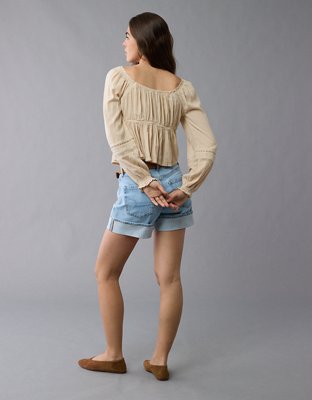 AE Long-Sleeve Babydoll Blouse