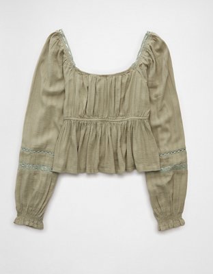 AE Long-Sleeve Babydoll Blouse