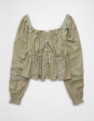 AE Long-Sleeve Babydoll Blouse