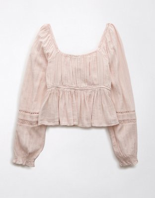 AE Long-Sleeve Babydoll Blouse