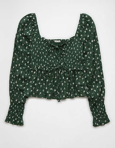AE Puff Sleeve Tie Front Top AE Puff Sleeve Tie Front Top