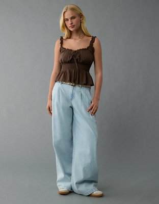 AE Ruched Lace Tank Top