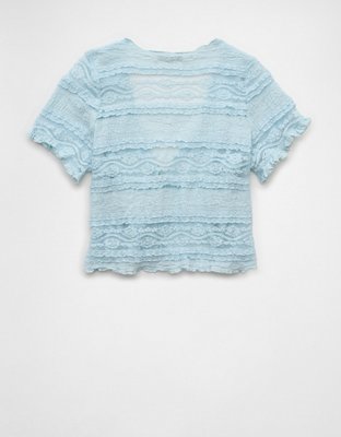 AE Camisa con Encaje y Lazo en el Frente