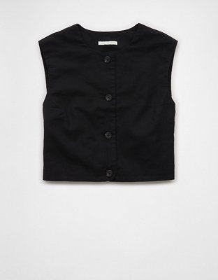 AE Boxy Button-Up Crop Top