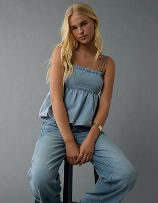 AE Denim Bubble Tube Top