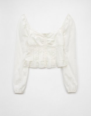 AE Long-Sleeve Cinched Blouse