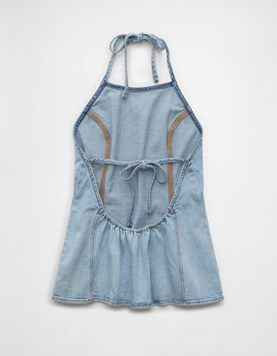 Top halter de denim AE