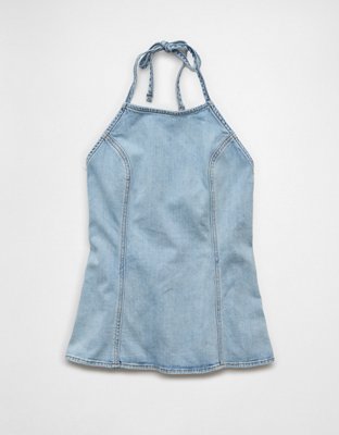 Top halter de denim AE
