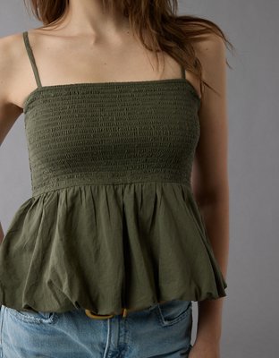 AE Smocked Bubble Tank Top