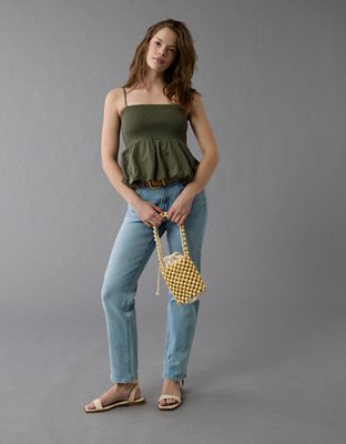 AE Smocked Bubble Tank Top