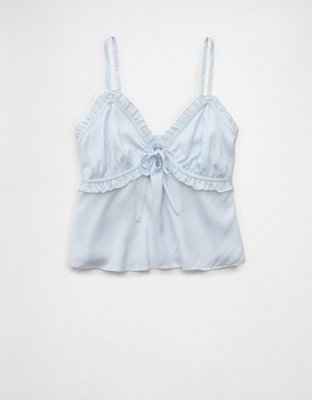 AE V-Neck Tie Front Ruffle Cami