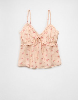 AE V-Neck Tie Front Ruffle Cami