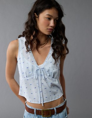 AE V-Neck Satin Slip Tank Top