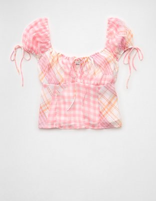 AE Satin Cap Sleeve Patchwork Corset Top