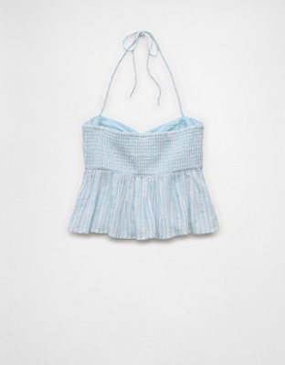 AE Top Halter Rayado, Fruncido y Holgado