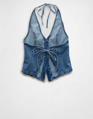 AE Denim V-Neck Halter Vest