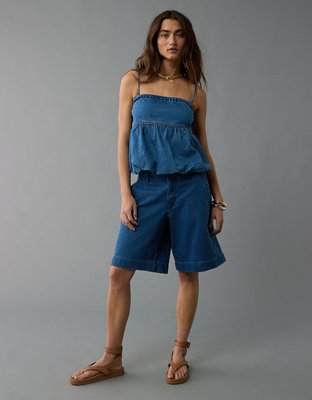 AE Denim Bubble Tube Top