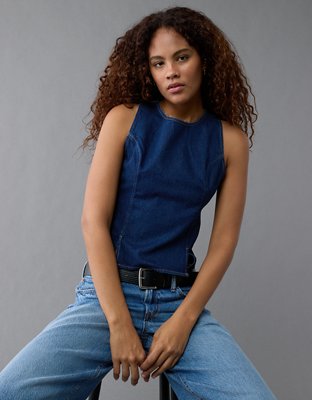 AE High Neck Denim Tank Top
