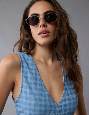 AE V-Neck Denim Babydoll Tank Top