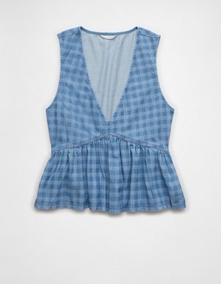 AE V-Neck Denim Babydoll Tank Top