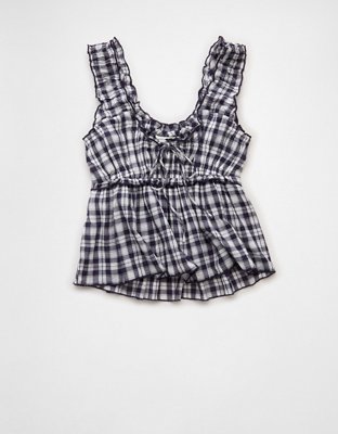 AE Ruched Strap Cropped Tank Top