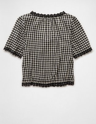 Blouse en guingan à manches courtes AE