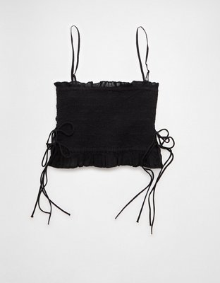 AE Smocked Tie Side Button-Up Tank Top