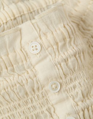 AE Smocked Tie Side Button-Up Tank Top