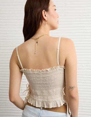AE Smocked Tie Side Button-Up Tank Top