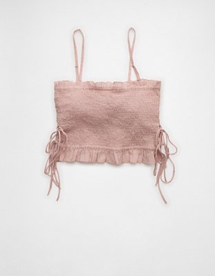 AE Smocked Tie Side Button-Up Tank Top