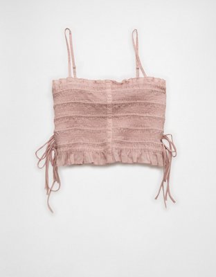 AE Smocked Tie Side Button-Up Tank Top