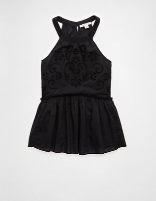 AE Embroidered Halter Tank Top