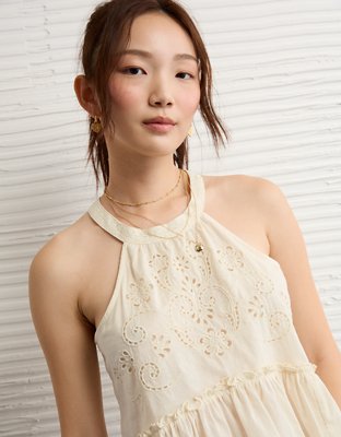 AE Embroidered Halter Tank Top