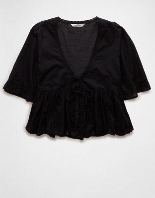 AE Tie Front Bell Flyaway Shirt