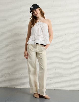 AE Y-Neck Lacy Halter Top