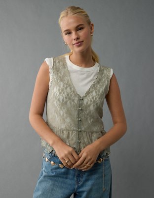 AE Lace Button-Up Vest