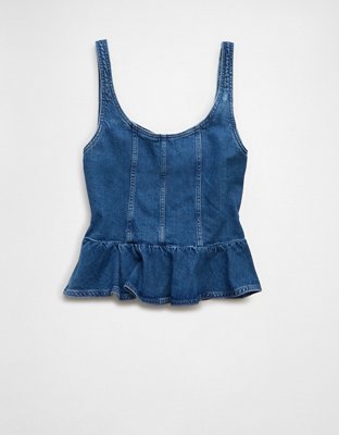 AE Lace-Up Denim Bustier Top