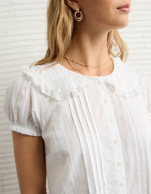 AE x The Summer I Turned Pretty Collared Puff Sleeve Blouse