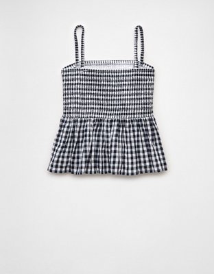 AE Smocked Gingham Babydoll Cami
