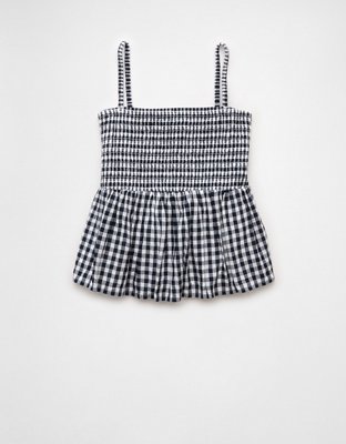 AE Smocked Gingham Babydoll Cami