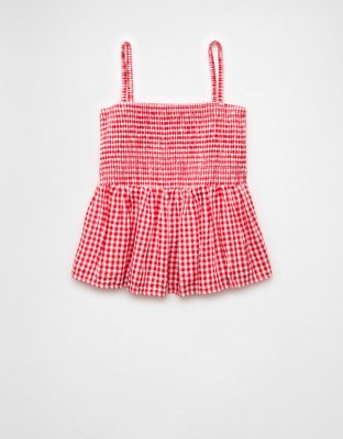 AE Smocked Gingham Babydoll Cami