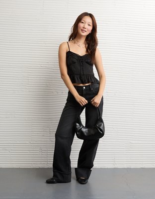 トップス Satin Combination Peplum Tank Top AE Satin Peplum Tank Top