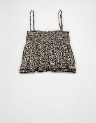 AE Tie Front Ruffle Trim Tank Top