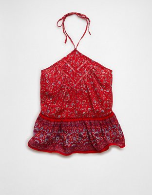 AE Y-Neck Lacy Halter Top