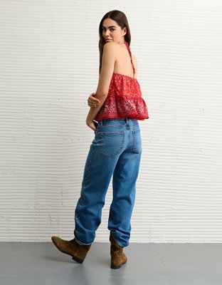 AE Y-Neck Lacy Halter Top