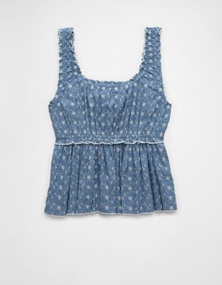 AE Ruched Strap Cropped Tank Top