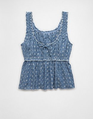 AE Ruched Strap Cropped Tank Top