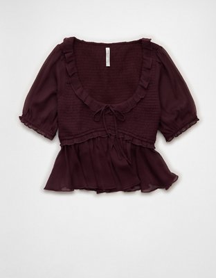 AE Smocked Babydoll Blouse