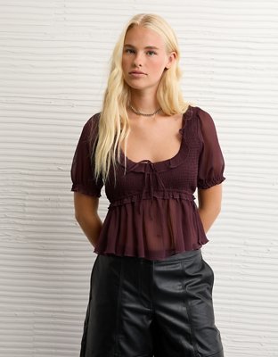 AE Smocked Babydoll Blouse