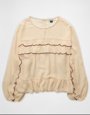 AE Ruffled Long Sleeve Blouse